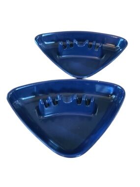 Vintage Blue Boomerang Melmac Ashtrays Signed Ges-line